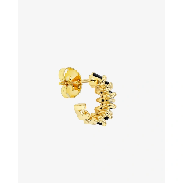 Suzanne Kalan Bold ZigZag Black Sapphire Mini Hoops in 18K Yellow Gold | Fine Earrings | Coveti