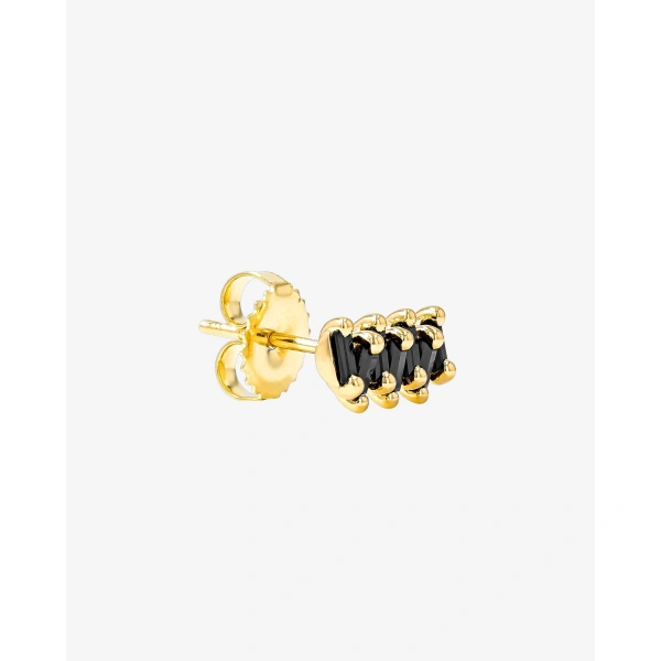 Suzanne Kalan Bold ZigZag Black Sapphire Studs in 18K Yellow Gold | Fine Earrings | Coveti