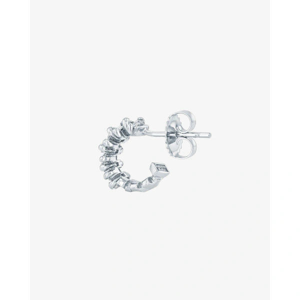 Suzanne Kalan Bold ZigZag Diamond Mini Hoops in 18K White Gold | Fine Earrings | Coveti
