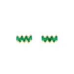 Suzanne Kalan Bold ZigZag Emerald Studs in 18K Yellow Gold | Fine Earrings | Coveti