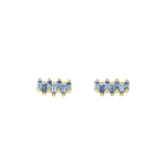 Suzanne Kalan Bold ZigZag Light Blue Sapphire Studs in 18K Yellow Gold | Fine Earrings | Coveti