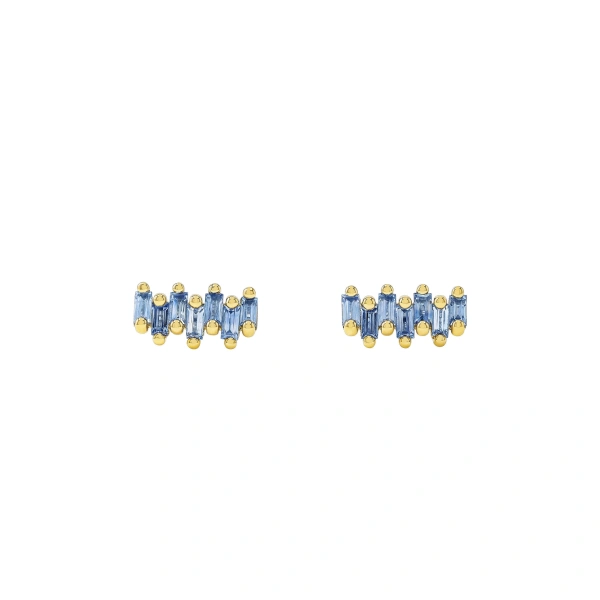 Bold ZigZag Light Blue Sapphire Studs in 18K Yellow Gold