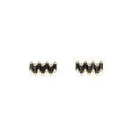 Suzanne Kalan Bold ZigZag Studs in 18K Yellow Gold, Black Sapphire | Fine Earrings | Coveti
