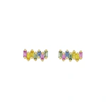 Suzanne Kalan Bold ZigZag Studs in 18K Yellow Gold, Pastel Sapphire | Fine Earrings | Coveti
