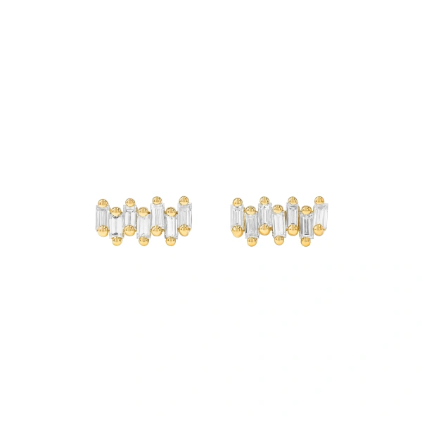 Suzanne Kalan Bold ZigZag Studs in 18K Yellow Gold | Fine Earrings | Coveti