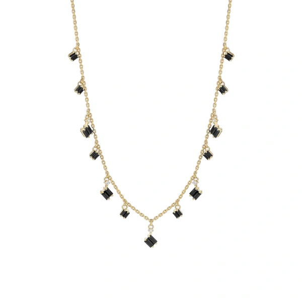 Cascade Necklace in 18K Yellow Gold, Black Sapphire