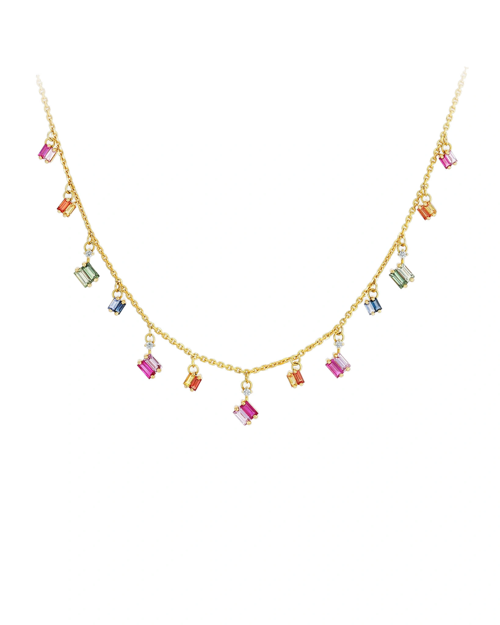 Suzanne Kalan Cascade Necklace in 18K Yellow Gold, Rainbow Sapphire Suzanne Kalan Cascade Necklace in 18K Yellow Gold, Rainbow Sapphire | Fine Necklaces | Coveti