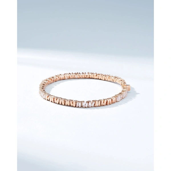 Suzanne Kalan Classic Diamond 50/50 Tennis Bracelet in 18K Rose Gold | Fine Bracelets | Coveti