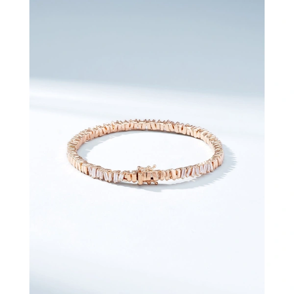 Suzanne Kalan Classic Diamond 50/50 Tennis Bracelet in 18K Rose Gold | Fine Bracelets | Coveti