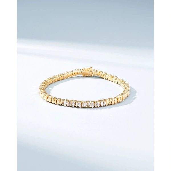 Suzanne Kalan Classic Diamond 50/50 Tennis Bracelet in 18K Yellow Gold | Fine Bracelets | Coveti