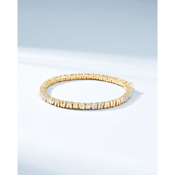 Suzanne Kalan Classic Diamond 50/50 Tennis Bracelet in 18K Yellow Gold | Fine Bracelets | Coveti