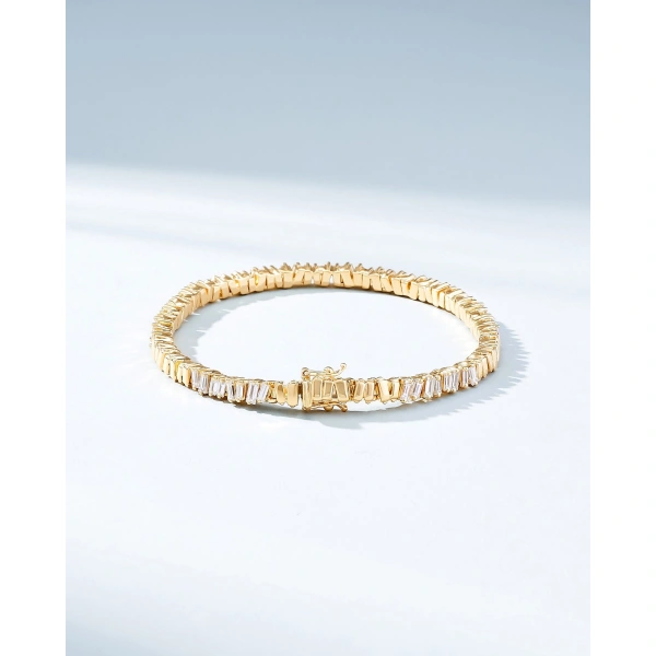 Suzanne Kalan Classic Diamond 50/50 Tennis Bracelet in 18K Yellow Gold | Fine Bracelets | Coveti