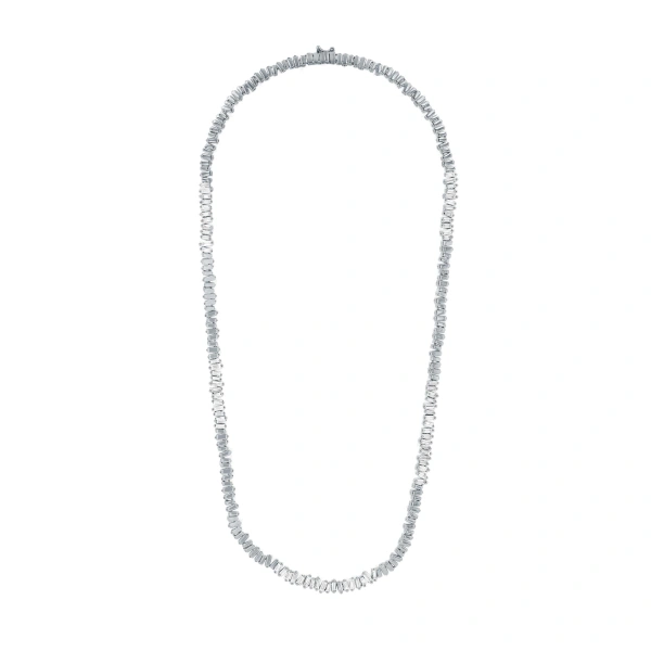 Suzanne Kalan Classic Diamond 50/50 Tennis Necklace in 18K White Gold | Fine Necklaces | Coveti