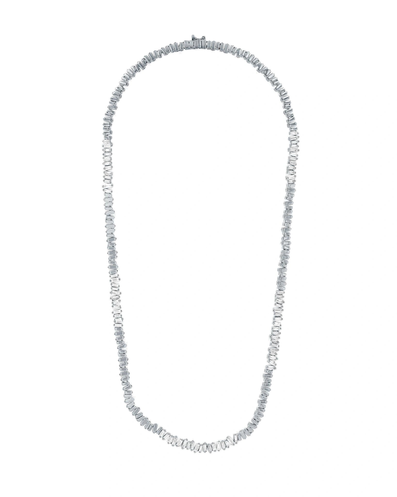 Suzanne Kalan Classic Diamond 50/50 Tennis Necklace in 18K White Gold Suzanne Kalan Classic Diamond 50/50 Tennis Necklace in 18K White Gold | Fine Necklaces | Coveti