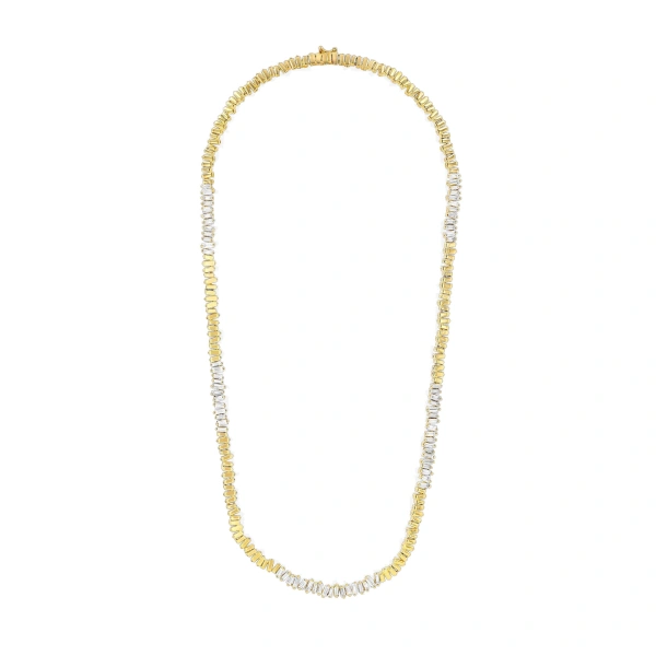 Suzanne Kalan Classic Diamond 50/50 Tennis Necklace in 18K Yellow Gold | Fine Necklaces | Coveti