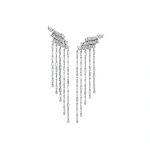 Suzanne Kalan Classic Diamond Angel Drop Earrings in 18K White Gold | Fine Earrings | Coveti