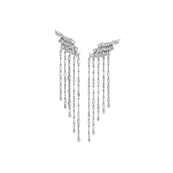 Classic Diamond Angel Drop Earrings in 18K White Gold