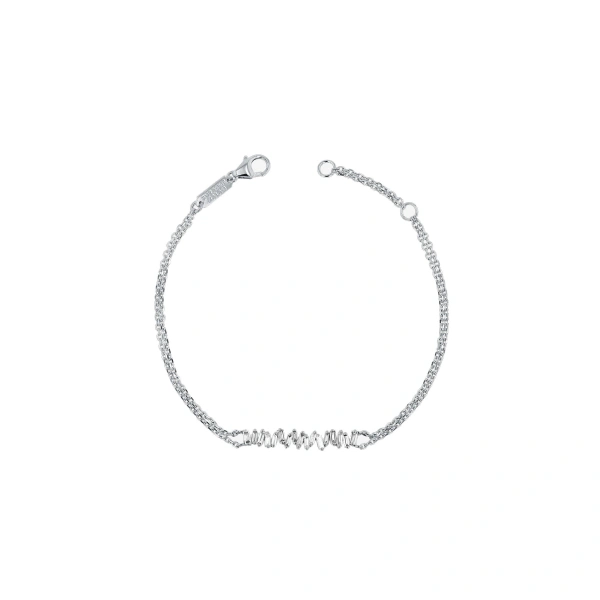 Suzanne Kalan Classic Diamond Bar Bracelet in 18K White Gold | Fine Bracelets | Coveti