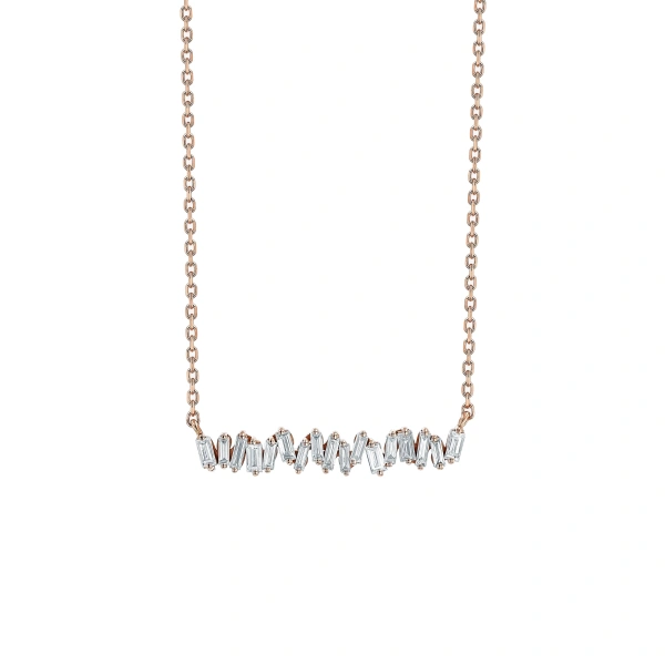 Suzanne Kalan Classic Diamond Bar Pendant in 18K Rose Gold | Fine Necklaces | Coveti