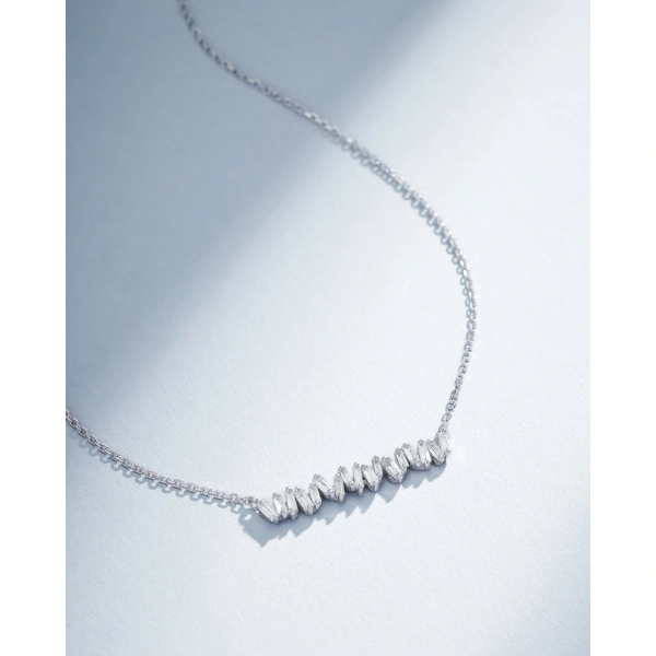 Suzanne Kalan Classic Diamond Bar Pendant in 18K White Gold | Fine Necklaces | Coveti