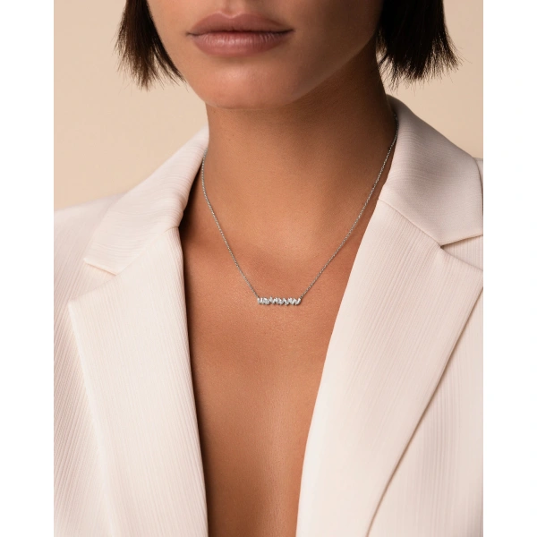 Suzanne Kalan Classic Diamond Bar Pendant in 18K White Gold | Fine Necklaces | Coveti