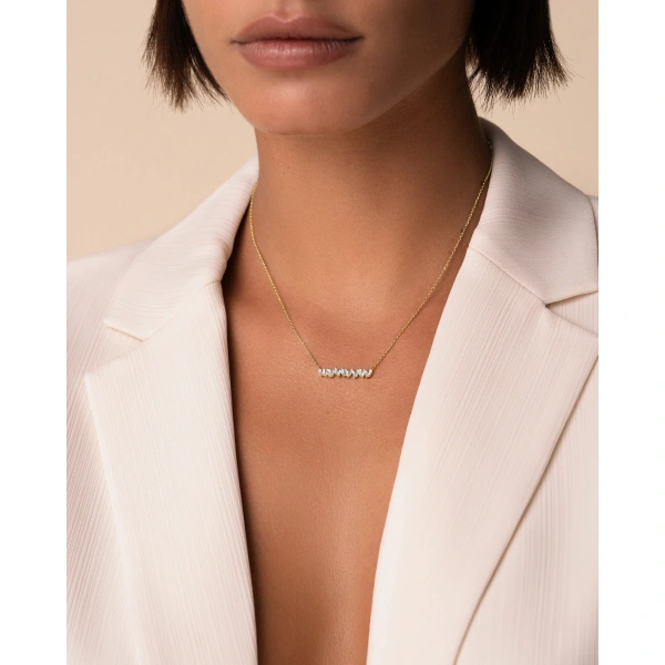 Suzanne Kalan Classic Diamond Bar Pendant in 18K Yellow Gold | Fine Necklaces | Coveti