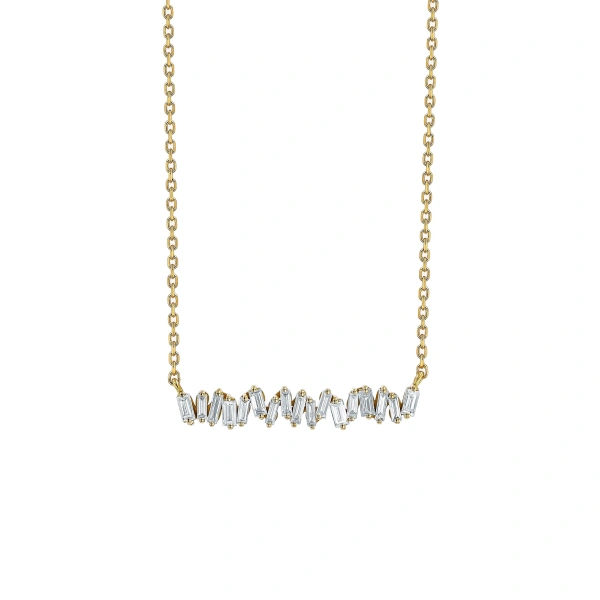 Classic Diamond Bar Pendant in 18K Yellow Gold