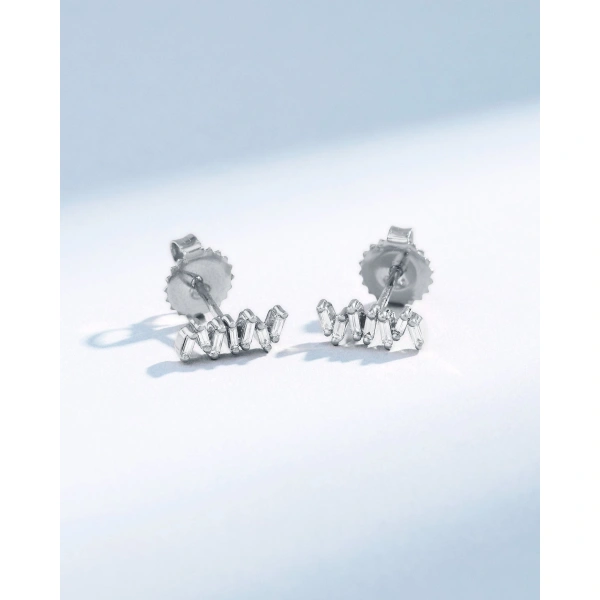 Suzanne Kalan Classic Diamond Bar Studs in 18K White Gold | Fine Earrings | Coveti