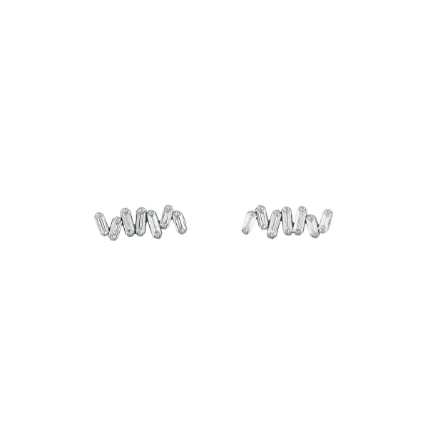 Suzanne Kalan Classic Diamond Bar Studs in 18K White Gold | Fine Earrings | Coveti