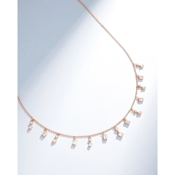 Suzanne Kalan Classic Diamond Cascade Necklace in 18K Rose Gold | Fine Necklaces | Coveti