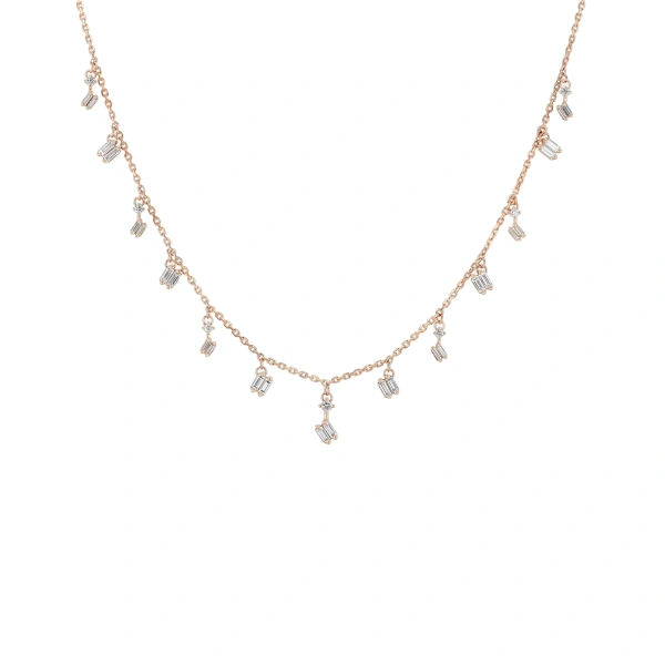 Suzanne Kalan Classic Diamond Cascade Necklace in 18K Rose Gold | Fine Necklaces | Coveti
