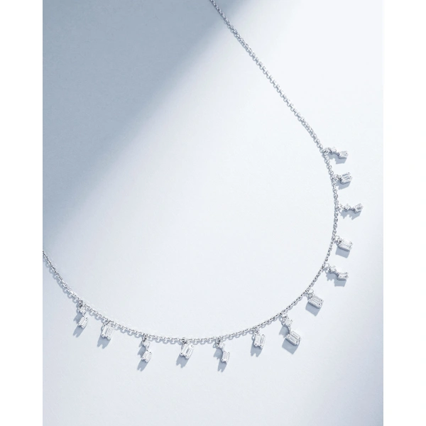 Suzanne Kalan Classic Diamond Cascade Necklace in 18K White Gold | Fine Necklaces | Coveti