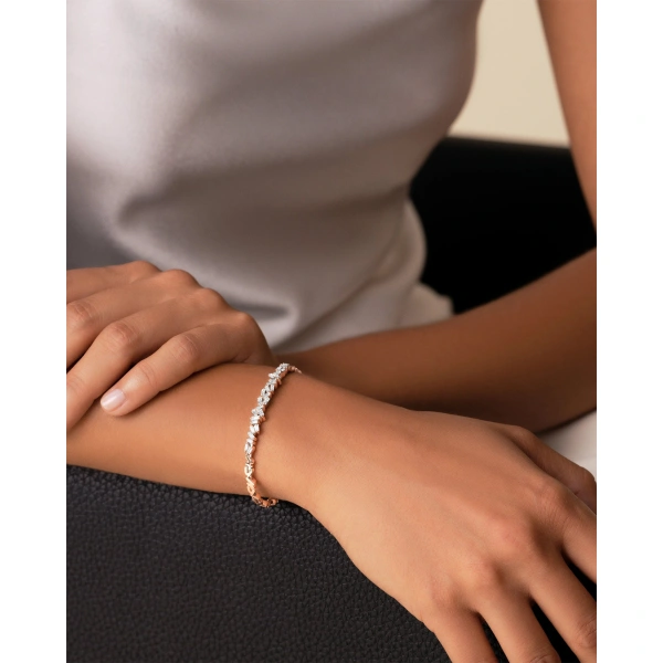 Suzanne Kalan Classic Diamond Cluster Bangle in 18K Rose Gold | Fine Bracelets | Coveti