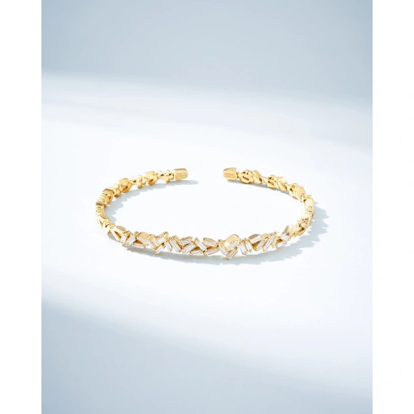 Suzanne Kalan Classic Diamond Cluster Bangle in 18K Yellow Gold | Fine Bracelets | Coveti