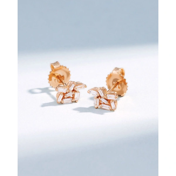Suzanne Kalan Classic Diamond Cluster Studs in 18K Rose Gold | Fine Earrings | Coveti