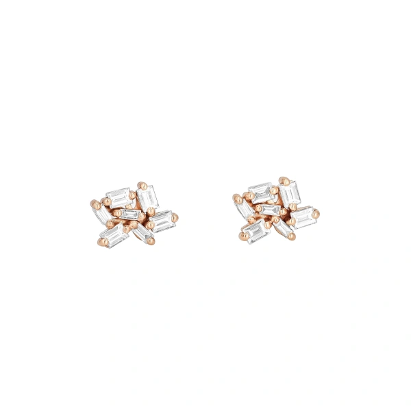 Classic Diamond Cluster Studs in 18K Rose Gold