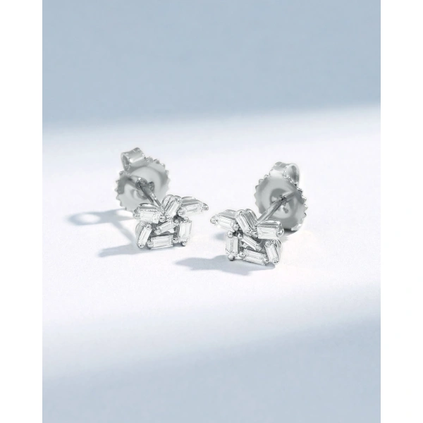 Suzanne Kalan Classic Diamond Cluster Studs in 18K White Gold | Fine Earrings | Coveti