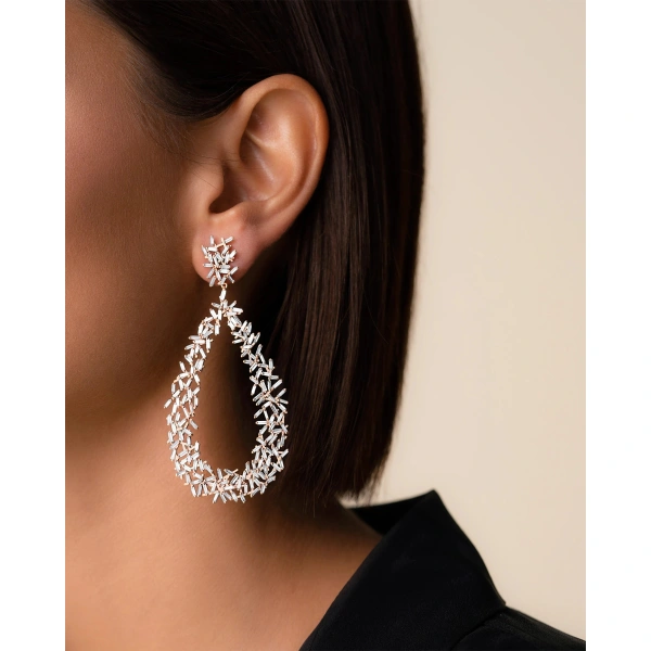 Suzanne Kalan Classic Diamond Criss Cross Drop Earrings in 18K Rose Gold | Fine Earrings | Coveti