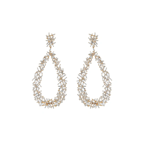 Suzanne Kalan Classic Diamond Criss Cross Drop Earrings in 18K Rose Gold | Fine Earrings | Coveti