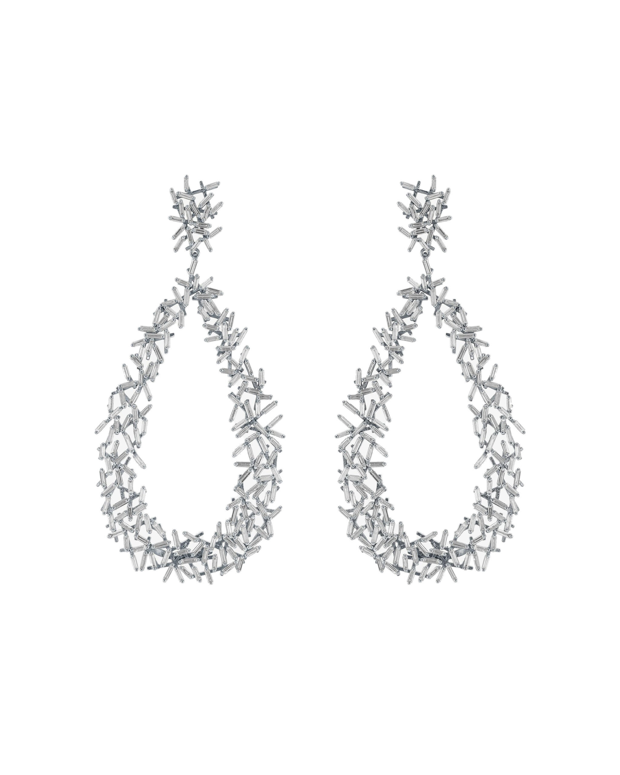 Suzanne Kalan Classic Diamond Criss Cross Drop Earrings in 18K White Gold Suzanne Kalan Classic Diamond Criss Cross Drop Earrings in 18K White Gold | Fine Earrings | Coveti