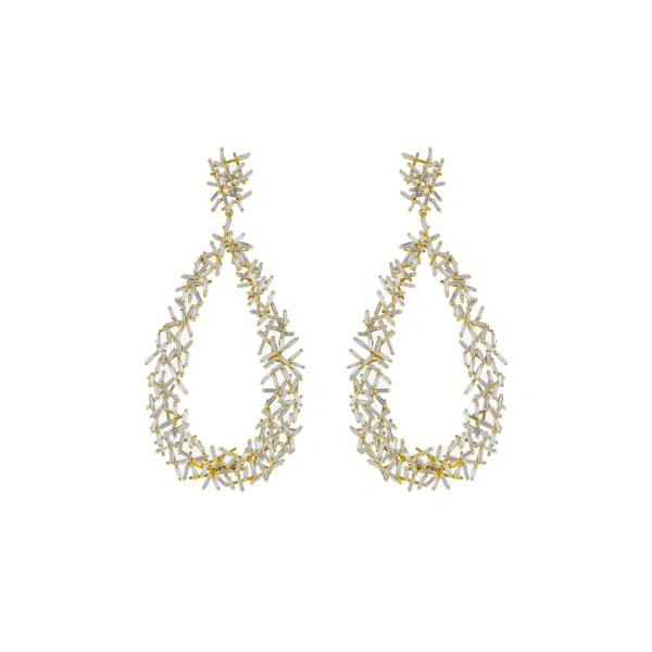 Classic Diamond Criss Cross Drop Earrings in 18K Yellow Gold