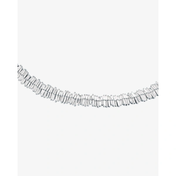 Suzanne Kalan Classic Diamond Double Row Midi Collar in 18K White Gold | Fine Necklaces | Coveti