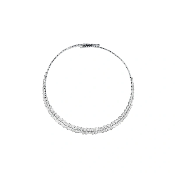 Suzanne Kalan Classic Diamond Double Row Midi Collar in 18K White Gold | Fine Necklaces | Coveti