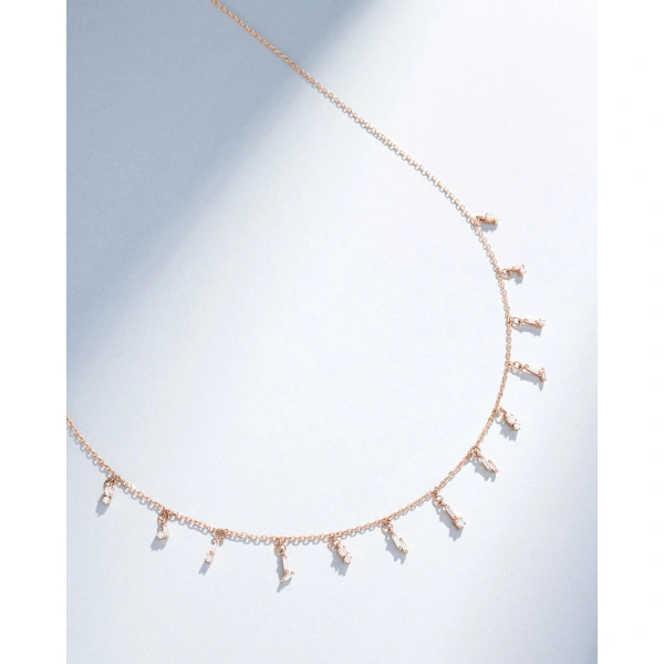 Suzanne Kalan Classic Diamond Drop Necklace in 18K Rose Gold | Fine Necklaces | Coveti