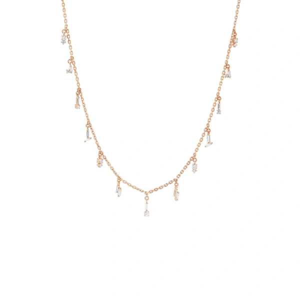 Suzanne Kalan Classic Diamond Drop Necklace in 18K Rose Gold | Fine Necklaces | Coveti