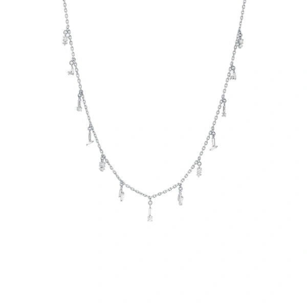 Suzanne Kalan Classic Diamond Drop Necklace in 18K White Gold | Fine Necklaces | Coveti
