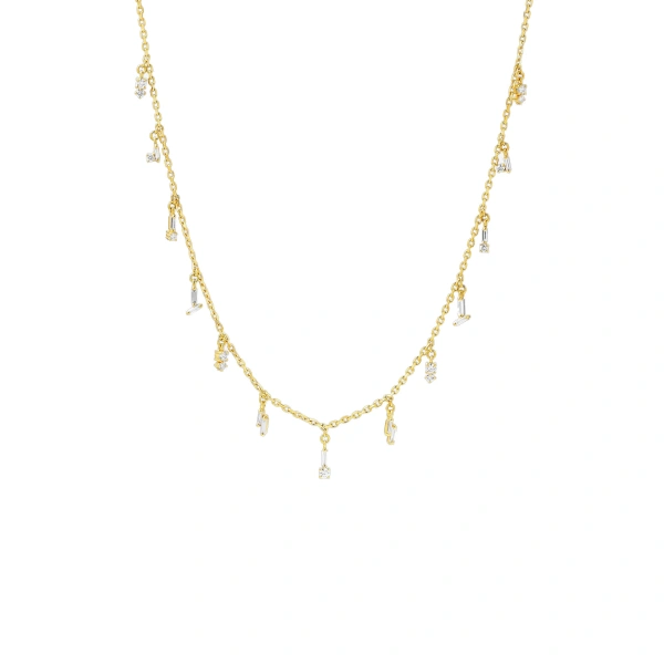 Suzanne Kalan Classic Diamond Drop Necklace in 18K Yellow Gold | Fine Necklaces | Coveti