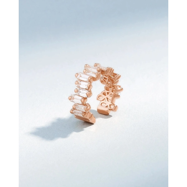Suzanne Kalan Classic Diamond Ear Cuff in 18K Rose Gold | Fine Earrings | Coveti