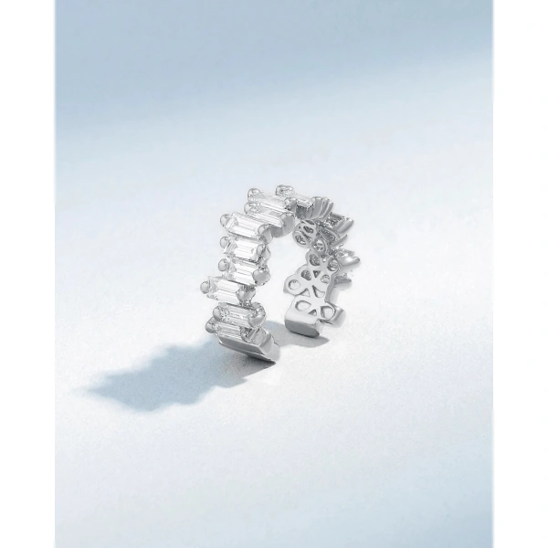 Suzanne Kalan Classic Diamond Ear Cuff in 18K White Gold | Fine Earrings | Coveti