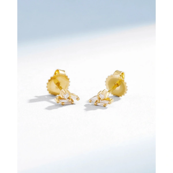 Suzanne Kalan Classic Diamond Eva Studs in 18K Yellow Gold | Fine Earrings | Coveti